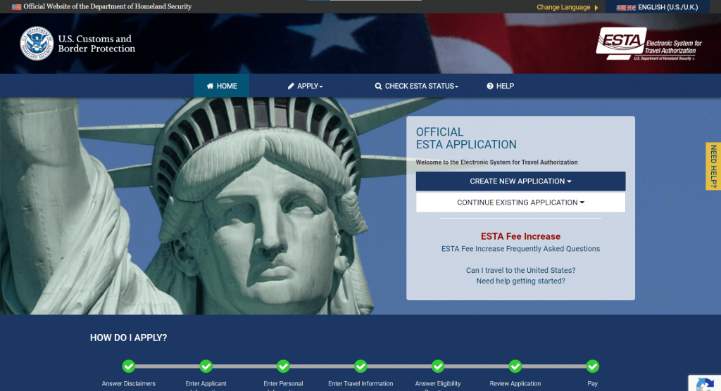 ESTAのトップ画面